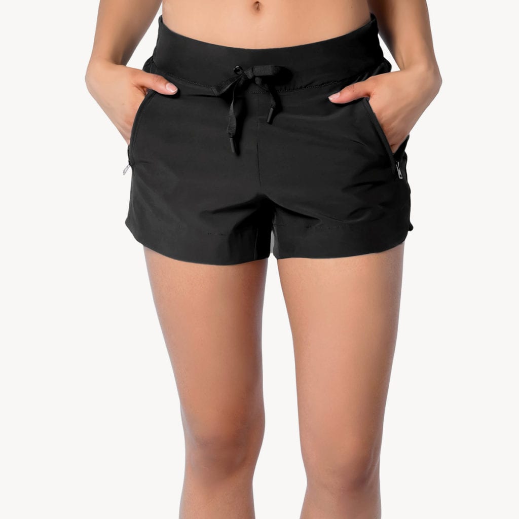 TACVASEN Women Casual Shorts Summer Beach Drawstring Shorts Lined Bermuda Loose Shorts