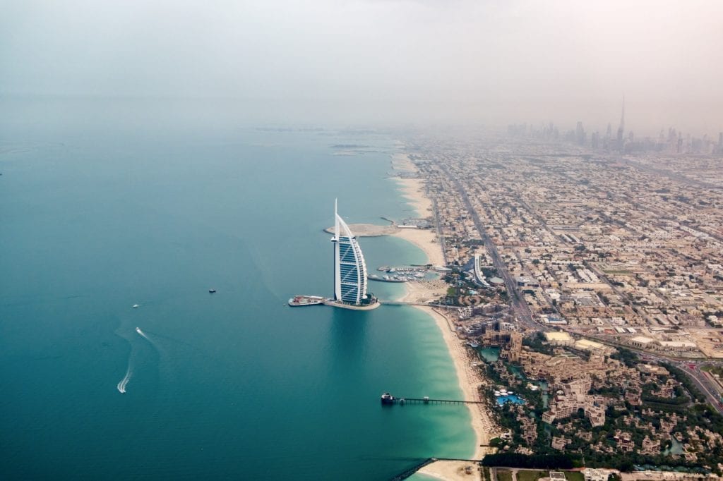 The coastline of Dubai.