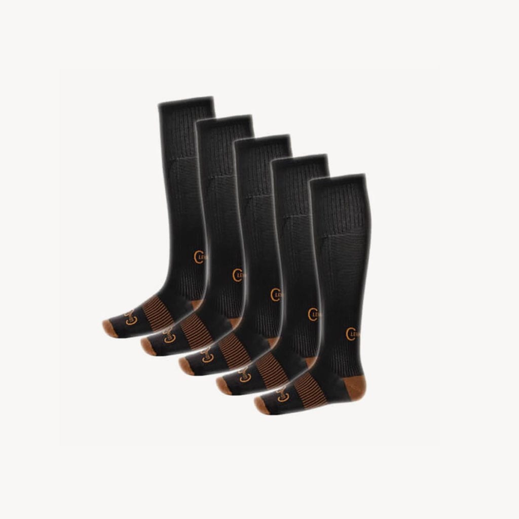  Travelon Lg. Copper Infused Compress Socks, Black, One Size :  Clothing, Shoes & Jewelry