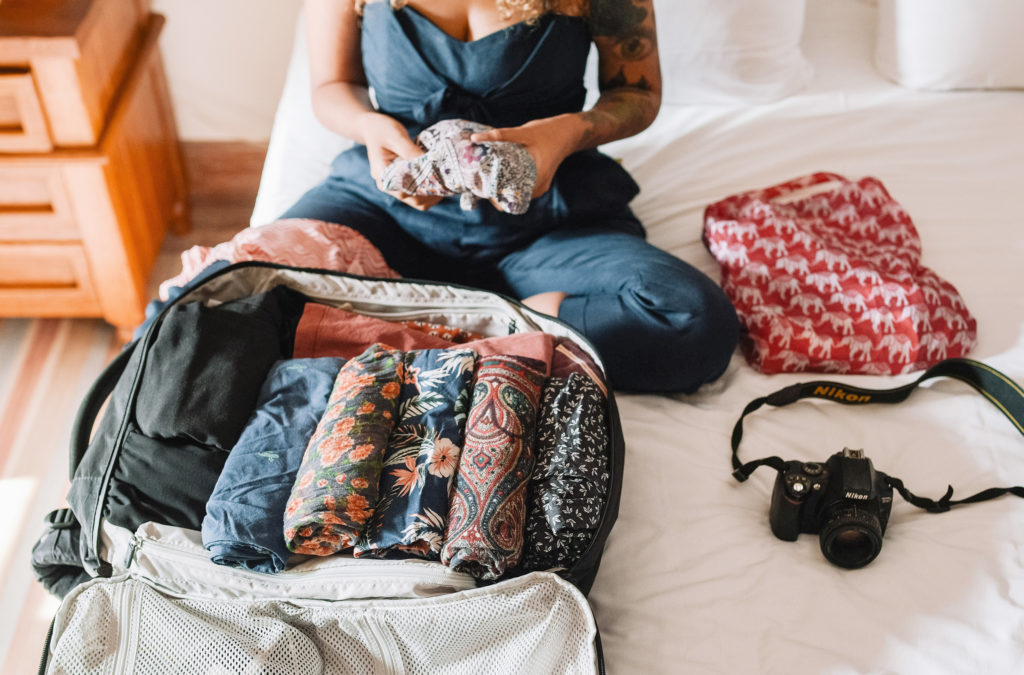 rolling t shirts for travel