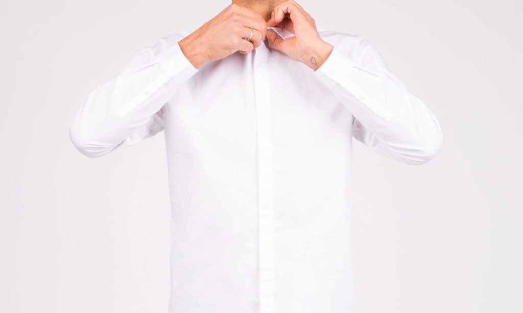 A crisp white dress shirt.