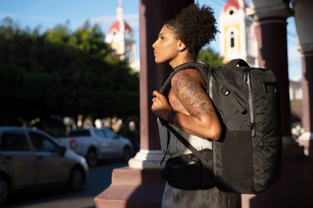 Wearing a travel backpack in Nicaragua