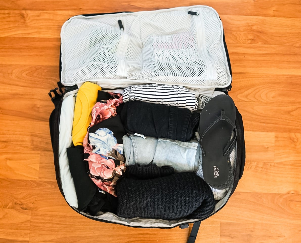 rolling clothing for packing